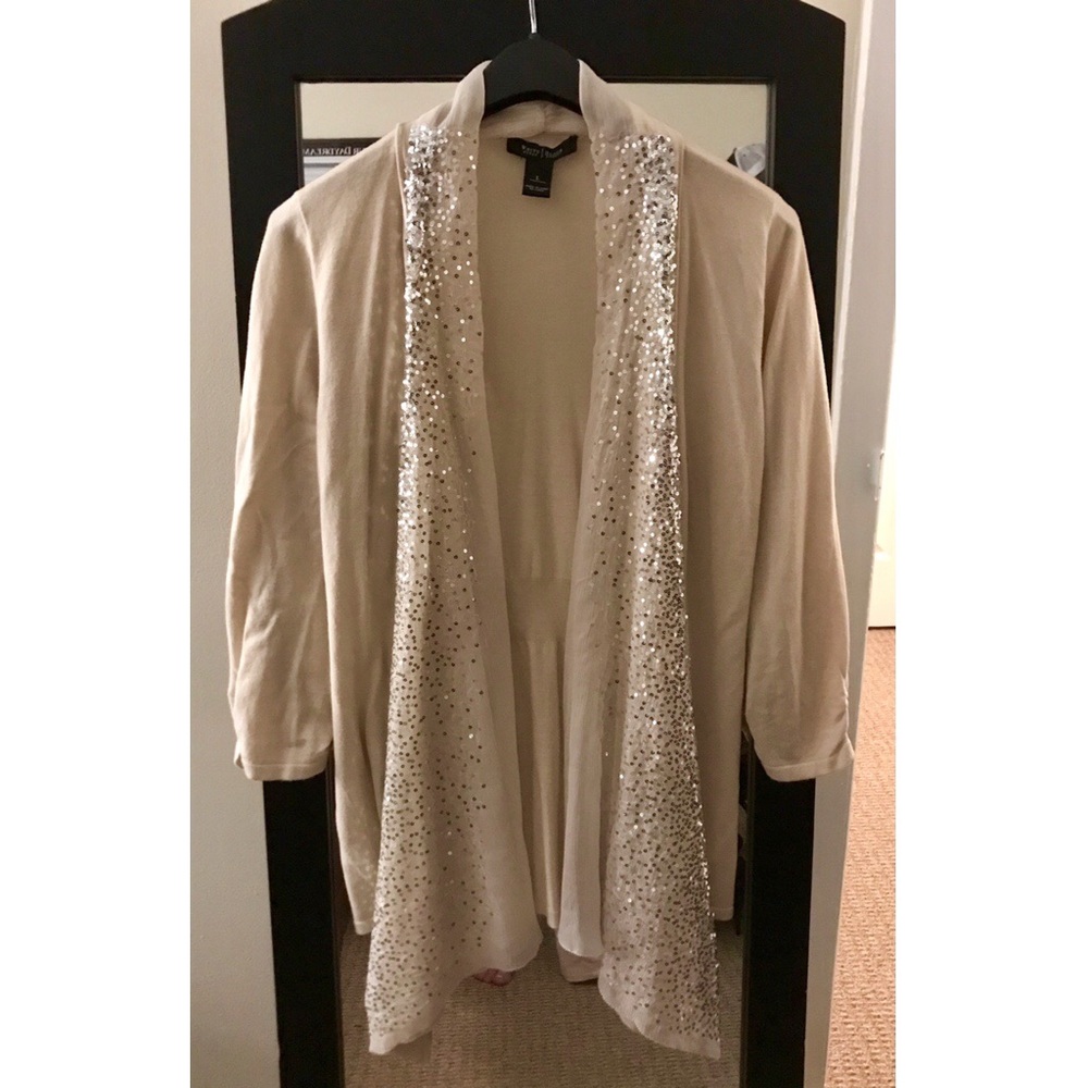 COPY - WHBM Sequin Cardigan 3/4” sleeve